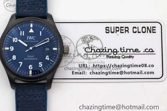 MIROTIME 1230 BestValue Mark XVIII IW328101 Black Ceramic M+F 1:1 Best Edition Blue Dial on Blue Nylon Strap A 7058